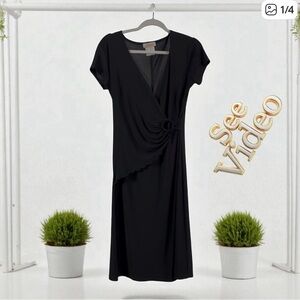 👛(ANY 2/$25) JESSICA Unlined Short Sleeve Black Pull On Dress Waist Detail Video